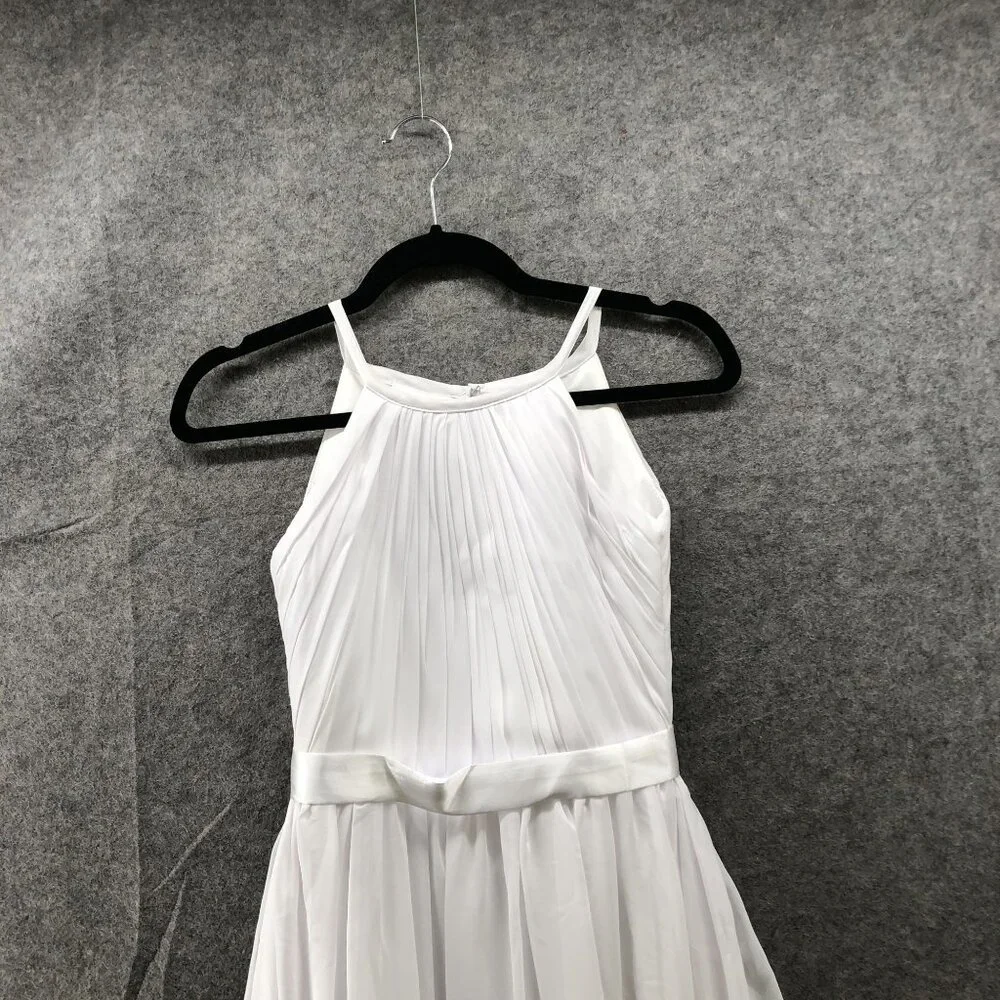 Light In The‎ Box Girls Size 7 White Formal Gown Chiffon Sleeveless Pleated